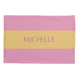 Yellow Stripes on ANY Colour Custom Monogram Pillowcase