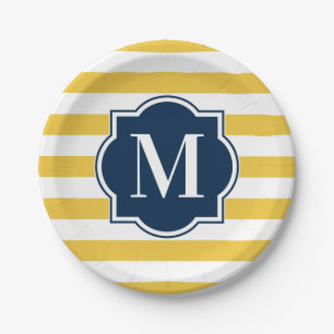 Yellow Stripes Paper Plate