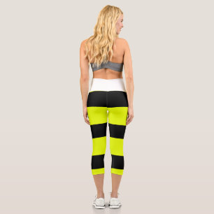 Yellow stripes pattern capri leggings