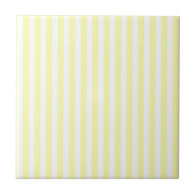 Yellow Stripes Pattern Minimal Modern Summer Ceramic Tile (Front)