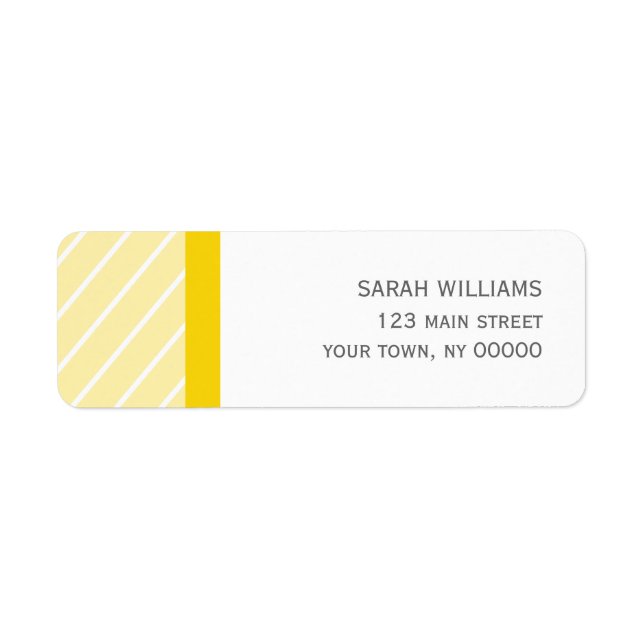 Yellow Stripes Pattern Return Address Label (Front)