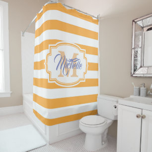 Yellow Stripes Pattern Shower Curtain