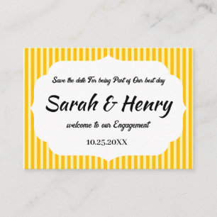 YELLOW STRIPES PERSONALIZED NAME SAVE THE DATES ENCLOSURE CARD