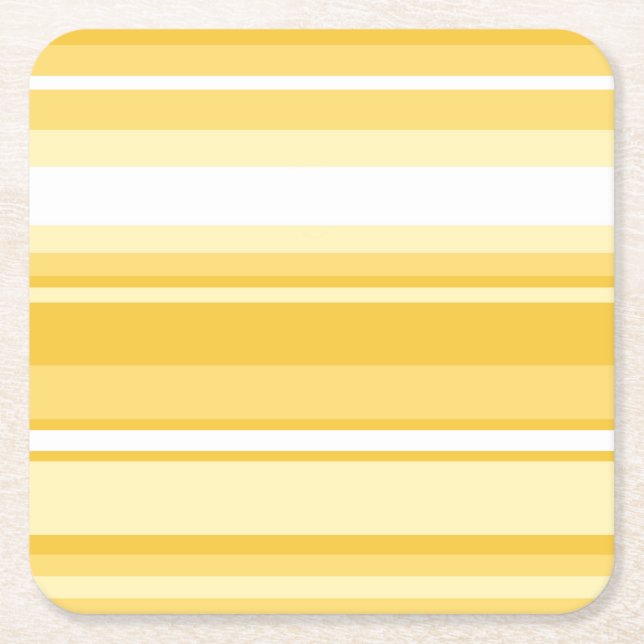 Yellow stripes square paper coaster (Front)