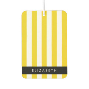 Yellow Stripes, Striped Pattern, Lines, Your Name Car Air Freshener