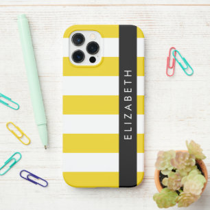 Yellow Stripes, Striped Pattern, Lines, Your Name iPhone 12 Pro Case