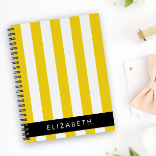 Yellow Stripes, Striped Pattern, Lines, Your Name Notebook
