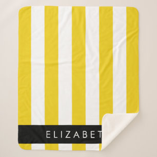 Yellow Stripes, Striped Pattern, Lines, Your Name Sherpa Blanket