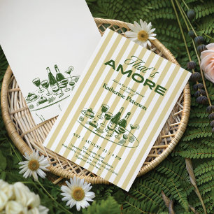 Yellow Stripes That's Amore Bridal Shower Invitation