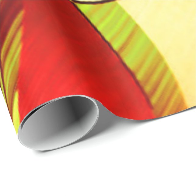 yellow stripes upon red background wrapping paper (Roll Corner)
