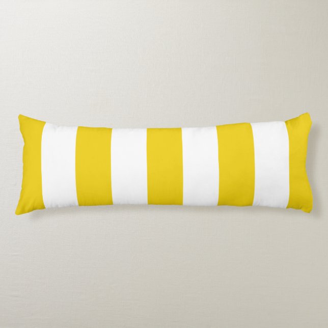 Yellow Stripes, White Stripes, Striped Pattern Body Cushion (Front)