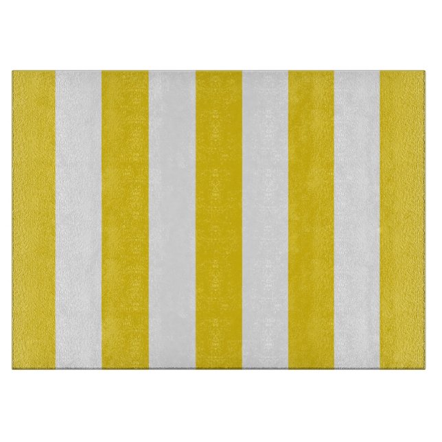 Yellow Stripes, White Stripes, Striped Pattern Cutting Board (Front)