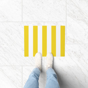 Yellow Stripes, White Stripes, Striped Pattern Doormat