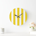Yellow Stripes, White Stripes, Striped Pattern Large Clock<br><div class="desc">Elegant, stylish and sophisticated stripes in yellow and white colour. Modern and trendy gift, perfect for the stripes lover in your life.</div>