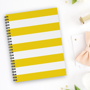 Yellow Stripes, White Stripes, Striped Pattern Notebook