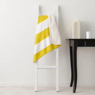 Yellow Stripes, White Stripes, Striped Pattern Sherpa Blanket