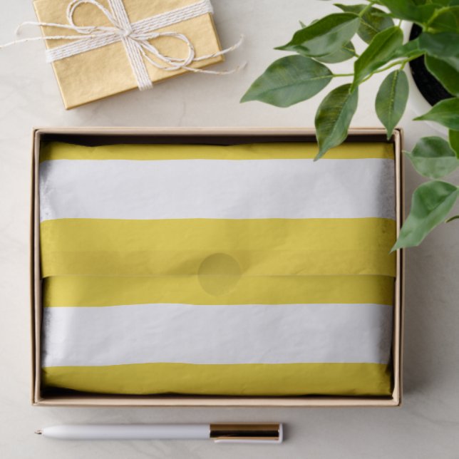 Yellow Stripes, White Stripes, Striped Pattern Tissue Paper (Gift)