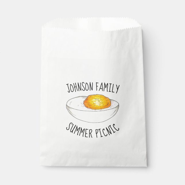 Yellow Stuffed Deviled Egg Annual BBQ Picnic Food Favour Bag (Front)
