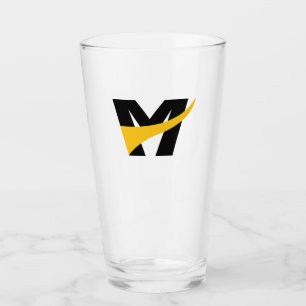 Yellow Stylised Bold Geometric Letter M Glass