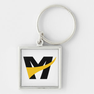 Yellow Stylised Bold Geometric Letter M Key Ring