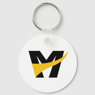 Yellow Stylised Bold Geometric Letter M Photo Key Ring