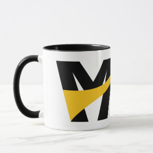 Yellow Stylised Bold Geometric Letter M Photo Mug