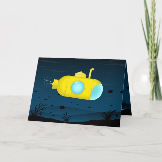 Yellow submarine finds heart greeting card (Front)
