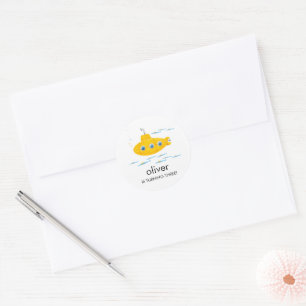 Yellow Submarine Kids Birthday Envelope Sticker