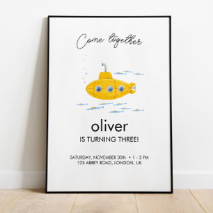 Yellow Submarine Kids Birthday Welcome Poster
