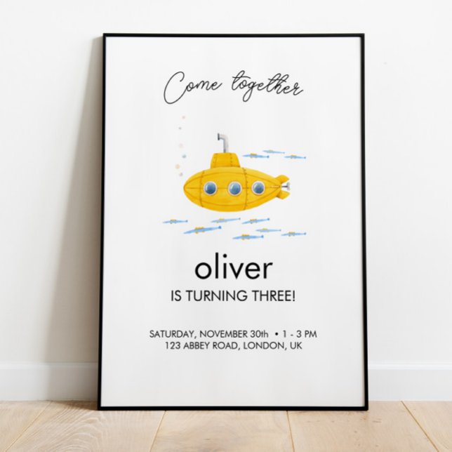 Yellow Submarine Kids Birthday Welcome Poster (Creator Uploaded)