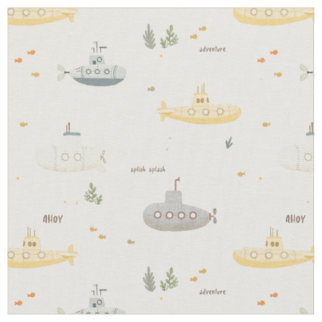 Yellow submarine Splish splash Fabric (Close Up)