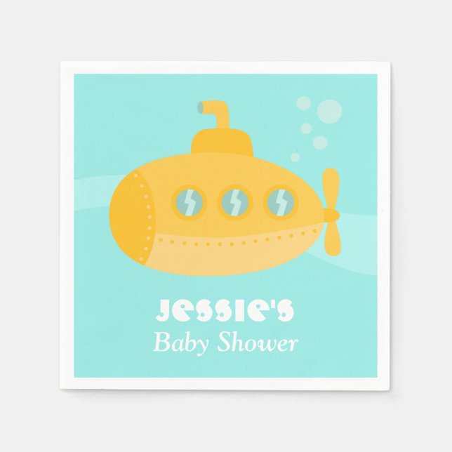 Yellow Submarine Underwater Baby Shower Supplies Napkin (Front)