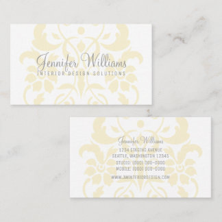 Yellow Subtle Damask Business Card