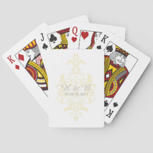 Yellow Subtle Damask Playing Cards