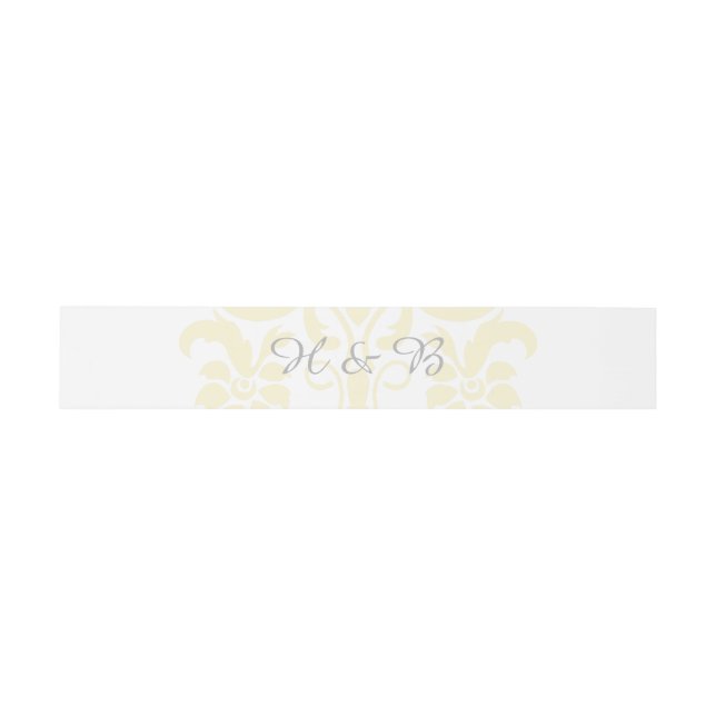 Yellow Subtle Damask Wedding Belly Bands Invitation Belly Band (Flat)