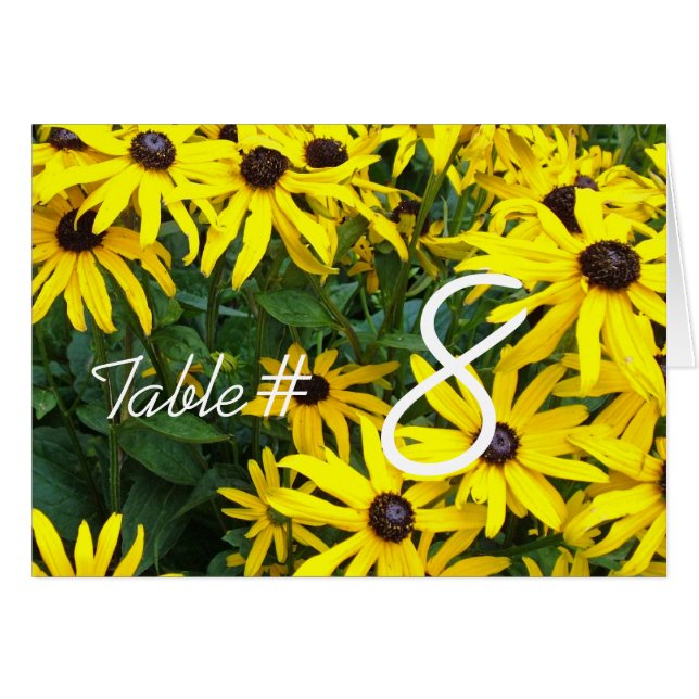 yellow summer daisy flowers dinner table number (Front Horizontal)