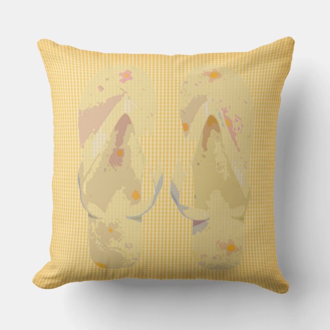 Yellow Summer Flip Flops Cushion (Front)