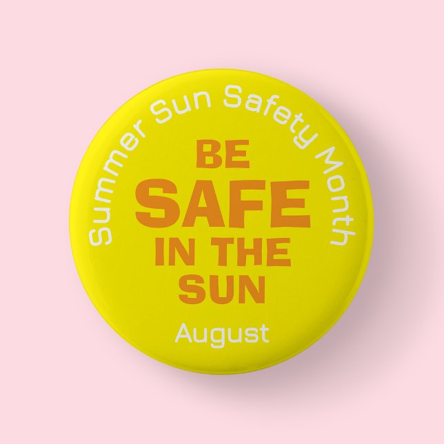 Yellow Summer Sun Safety Month Button (Summer Sun Safety Month)