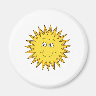 Yellow Summer Sun with a Happy Face. Magnet