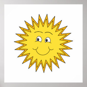Yellow Summer Sun with a Happy Face. Poster