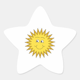 Yellow Summer Sun with a Happy Face. Star Sticker