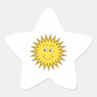 Yellow Summer Sun with a Happy Face. Star Sticker