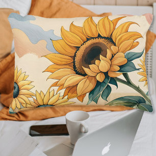 Yellow Summer Sunflower Painting  Decorative Cushion