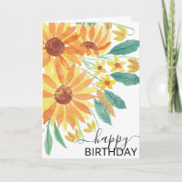 Yellow Summer Sunflower Watercolor Happy Birthday