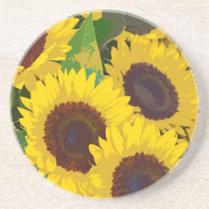 Yellow summer sunflowers coaster