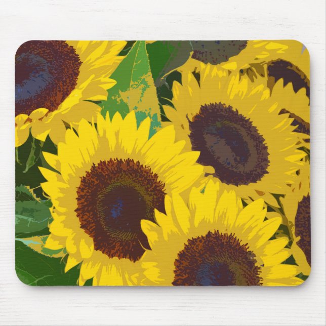Yellow summer sunflowers mouse pad (Front)
