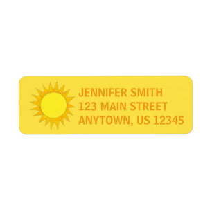 Yellow Summer Sunshine Beach Rays Sunny Day Sun Return Address Label
