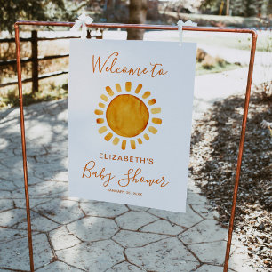 Yellow Sun Baby Shower Welcome Poster