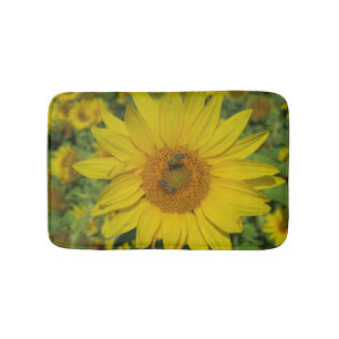 yellow sun flower summer blossom bath mat