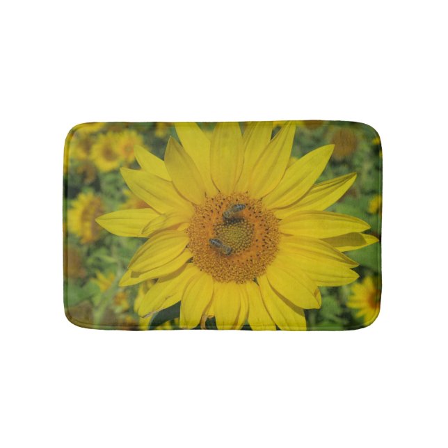 yellow sun flower summer blossom bath mat (Front)